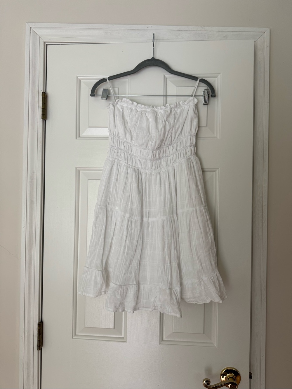 thirty-one White Strapless Ruffled Summer Dress